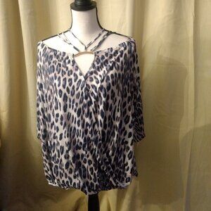 Venus animal print cold shoulder blouse